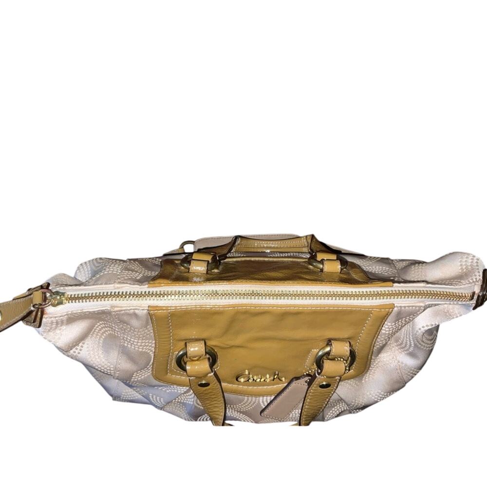 Coach Ashley Dotted Op Art Sateen Satchel Cream Patent Y2K F20027 coquette glam - Picture 4 of 15